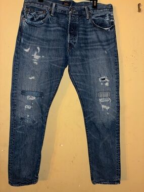 Polo by Ralph Lauren Men's Distressed Blue Slim Straight Jeans